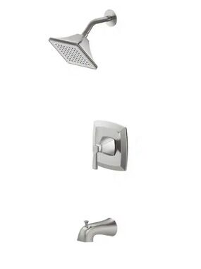 New Allen + Roth Chesler Brushed Nickel Square Rain Shower Head and Tub Faucet